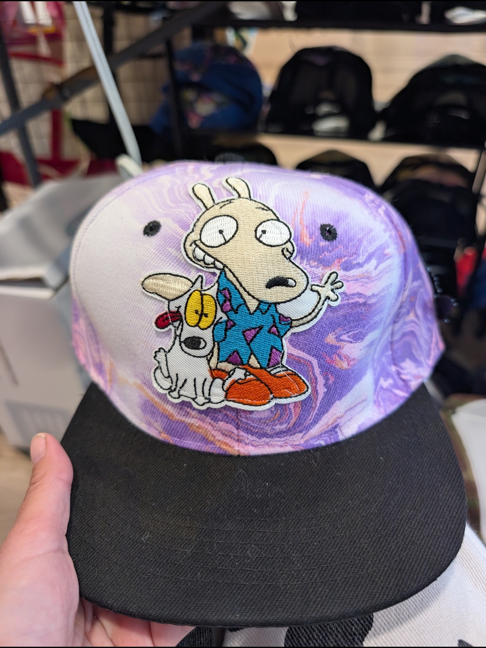 Purple Swirl Snapback Hat with Roccos Modern Life Patch
